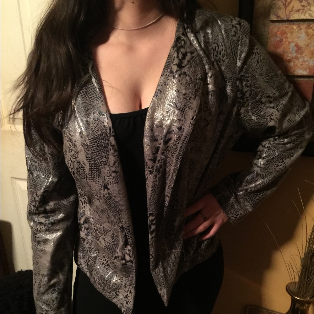 Jacket open leather look
